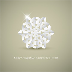 Image showing Vector white paper christmas snowflake