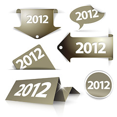 Image showing Vector golden 2012 Labels, stickers, pointers