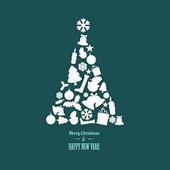 Image showing Vector christmas tree made from various shapes