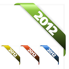 Image showing Fresh corner ribbon on a white paper with 2012