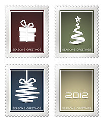 Image showing Collection of old vector christmas postage stamps