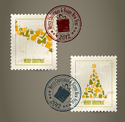 Image showing Collection of vector vintage postage stamps