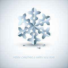 Image showing Vector light blue paper christmas snowflake