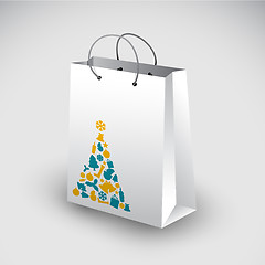 Image showing White shopping bag with christmas motive