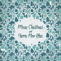 Image showing Retro christmas vector card with seasonal pattern