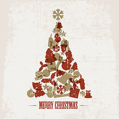 Image showing Vintage Vector christmas tree