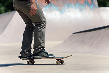 Image showing Skateboarder on the Concrete Skate Park