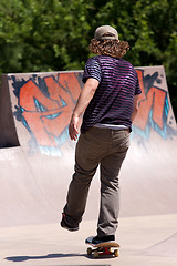 Image showing Skateboarder Skating at a Skate Park