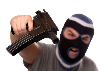 Image showing Terrorist Pointing an Automatic Weapon