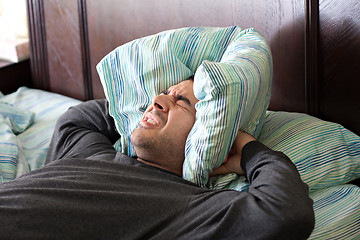 Image showing Man Having Trouble Sleeping