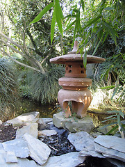 Image showing Exotic oriental garden  in greenhouse