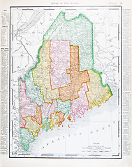 Image showing Antique Vintage Color Map of Maine, Unites States