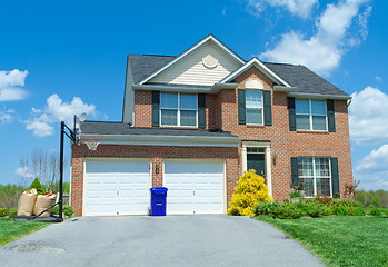 Image showing Front Brick Faced Single Family Home Suburban MD