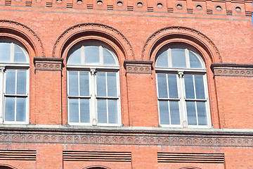 Image showing Red Brick Richardsonian Romanesque Building Window