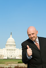 Image showing Lobbyist Thumbs Up Caucasian Man US Capitol