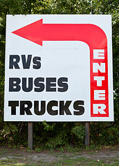 Image showing Enter Sign RV Bus Trucks Big Red Arrow Turn