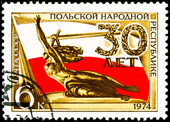 Image showing Nike Statue Polish Flag Sword 30th Anniversary Poland