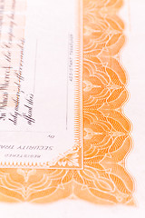Image showing Close-up Corner US Stock Certificate 