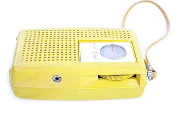 Image showing Old Yellow Plastic Transistor Radio Isolated White Background