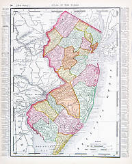 Image showing Antique Color Map New Jersey, United States, USA