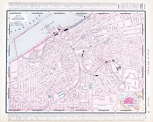 Image showing Color Street City Map of Cleveland, Ohio, OH, USA