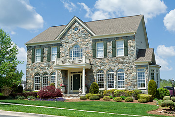 Image showing Stone Faced Single Family House Home Suburban MD