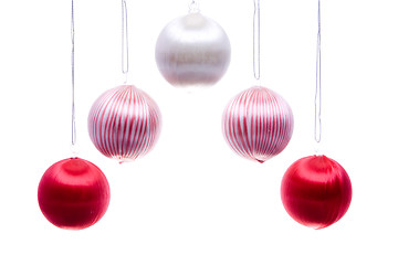 Image showing Vintage Christmas Balls Striped Hanging Isolated