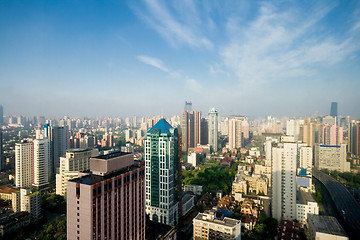 Image showing Shanghai, China Skyline, Blue Sky Haze Pollution