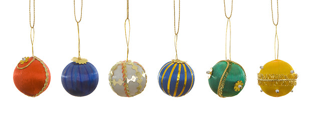 Image showing Vintage String Christmas Balls Hanging Isolated