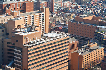 Image showing Tall Brick Buildings Helipad Philadelphia PA USA