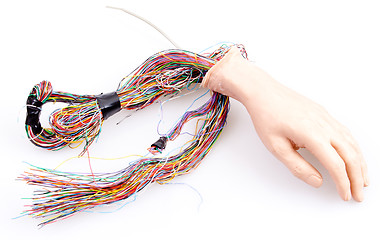 Image showing Android Hand With Wires Sticking Out, Isolated