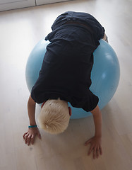 Image showing Teen on pilates ball