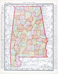 Image showing Antique Map of Alabama, AL, United States, USA