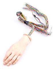 Image showing Android Hand With Wires Sticking Out, Isolated