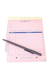 Image showing Pink Packing Slip List Pen Pad Isolated White