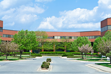 Image showing New Brick Office Building Trees Suburban MD USA