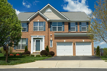 Image showing Front View Brick Single Family Home Suburban MD