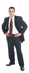 Image showing Caucasian Business Man In Suit Standing, Full Body, Isolated Whi