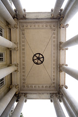 Image showing Underside Neoclassical Roof White Marble Pillars
