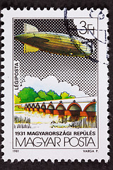 Image showing Used Cancelled Hungarian Hungary Postage Stamp Flight, Flying, B