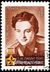 Image showing Soviet Russia Stamp Lyudmila Pavlichenko Female Sniper Soldier