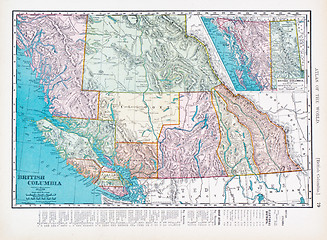 Image showing Antique Vintage Color Map British Columbia, Canada