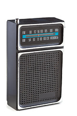 Image showing XXXL Vintage Black Plastic Radio Chrome Isolated White Backgroun