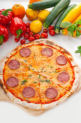 Image showing Italian original thin crust  pepperoni pizza