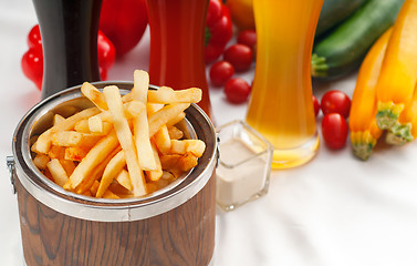 Image showing fresh french fries on a bucket