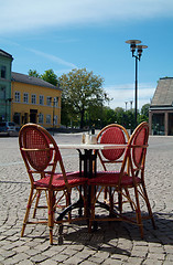 Image showing Outdoor restaurant table