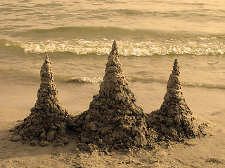 Image showing three sand towers 