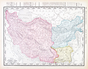 Image showing Antique Vintage Color English Map Iran Afganistan