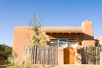 Image showing New adobe single family home in Santa Fe, New Mexico.