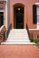 Image showing Doorway of Brick Row Home in Washington DC, USA